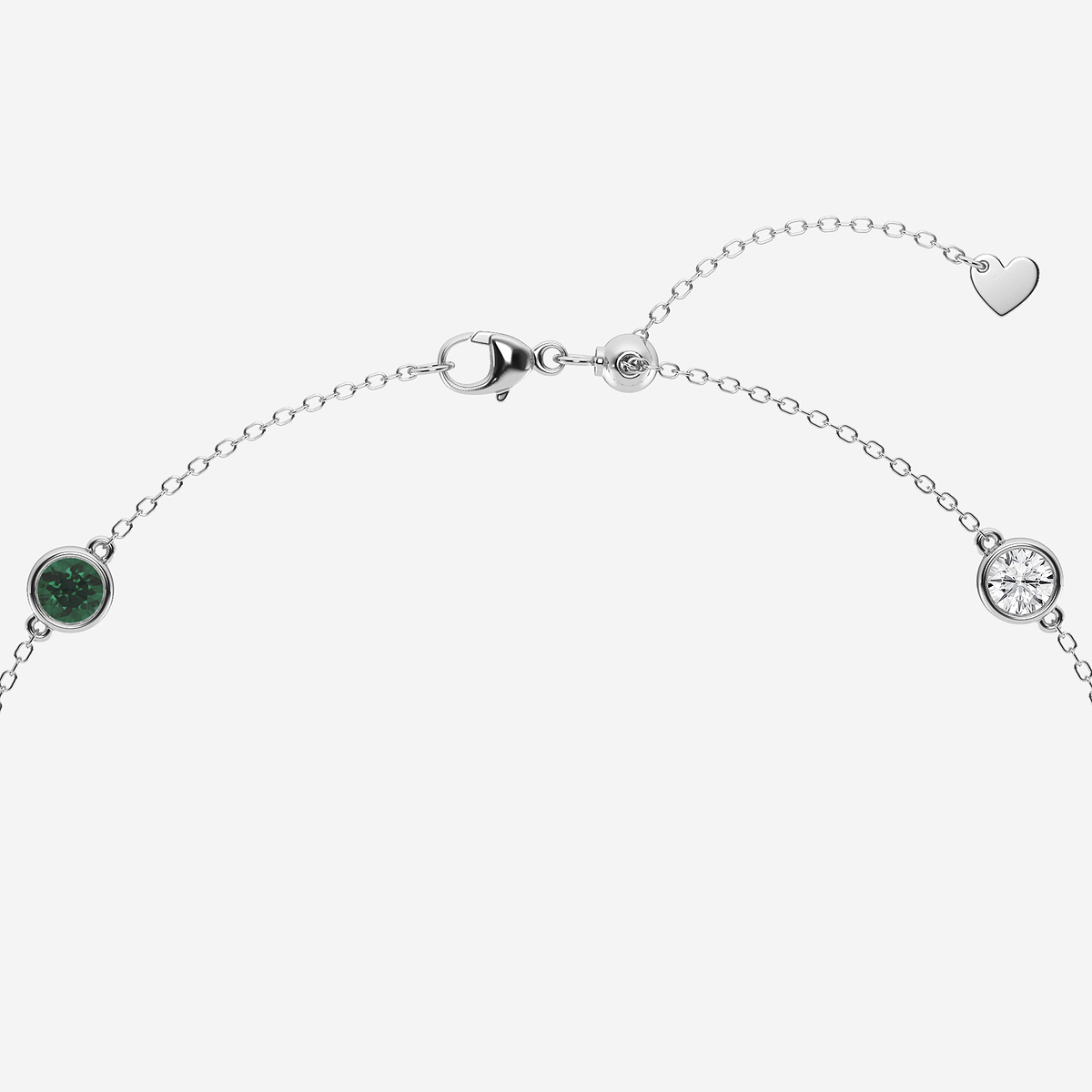 Additional Image 2 for  1 1/4 Round Cut Created Emerald and Round Lab Grown Diamond Anklet