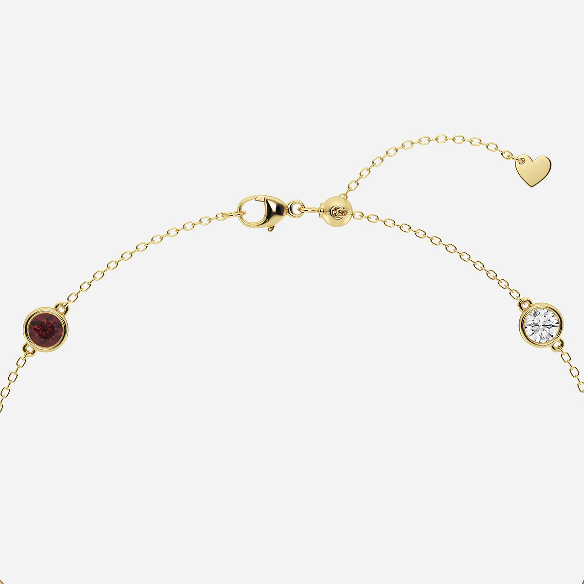 Additional Image 2 for  1 1/4 Round Cut Created Ruby and Round Lab Grown Diamond Anklet