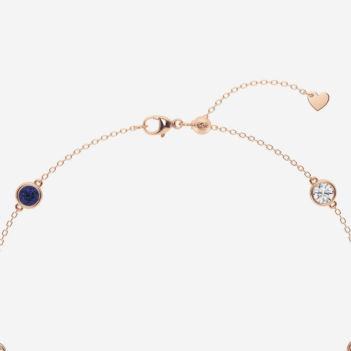 Additional Image 2 for  1 1/4 Round Cut Created Sapphire and Round Lab Grown Diamond Anklet