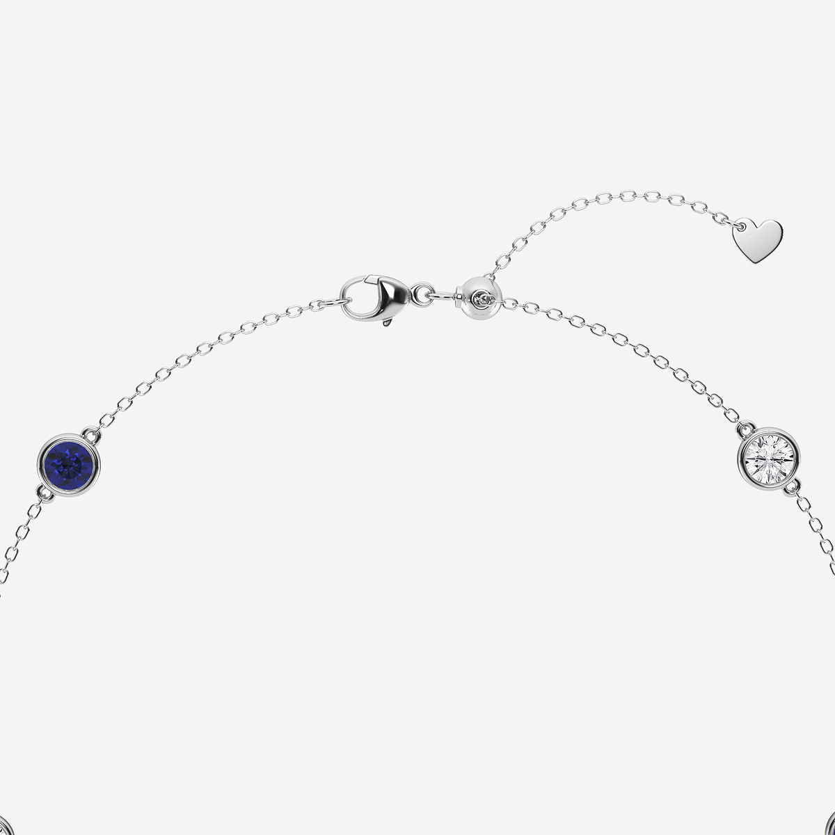 Additional Image 2 for  1 1/4 Round Cut Created Sapphire and Round Lab Grown Diamond Anklet
