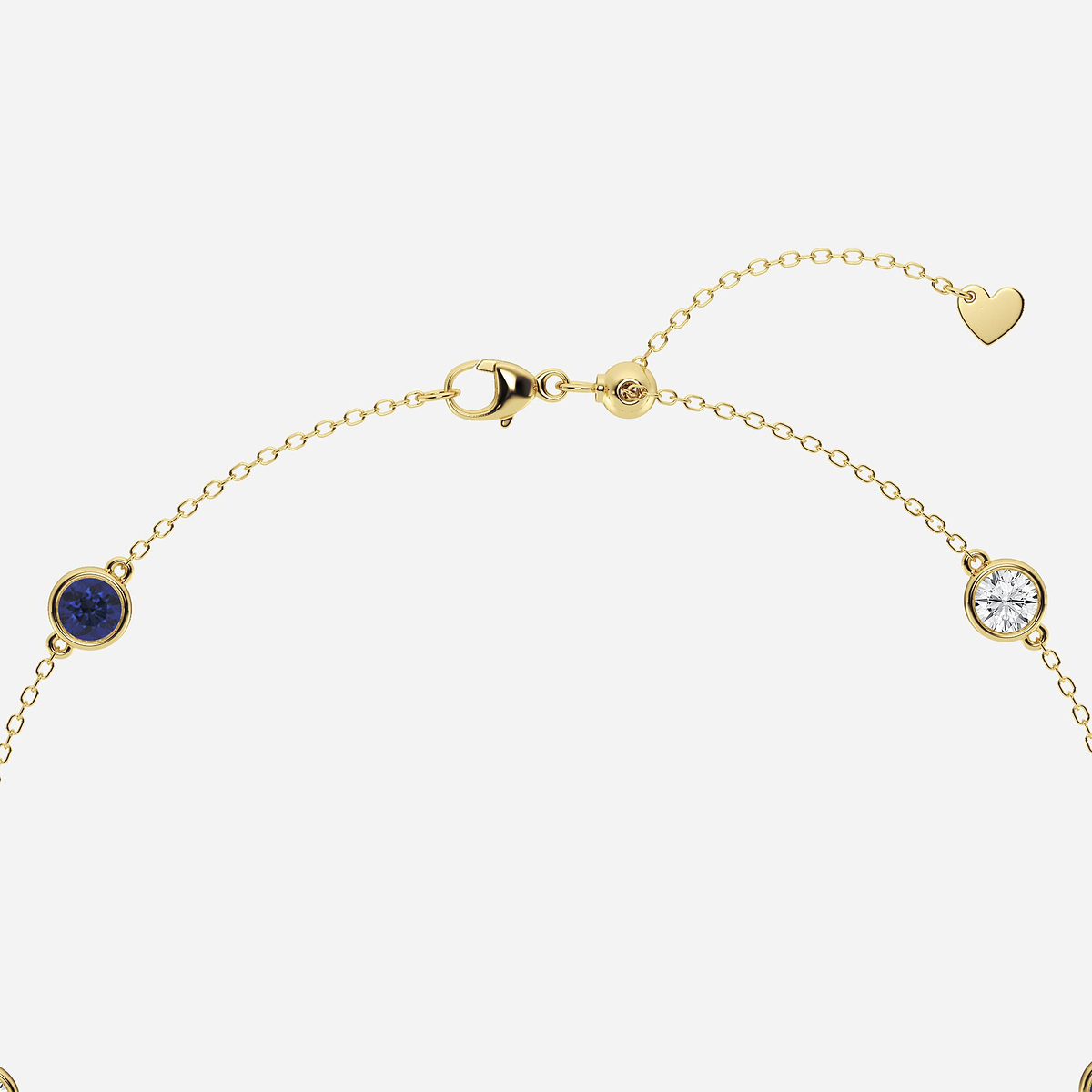 Additional Image 2 for  1 1/4 Round Cut Created Sapphire and Round Lab Grown Diamond Anklet