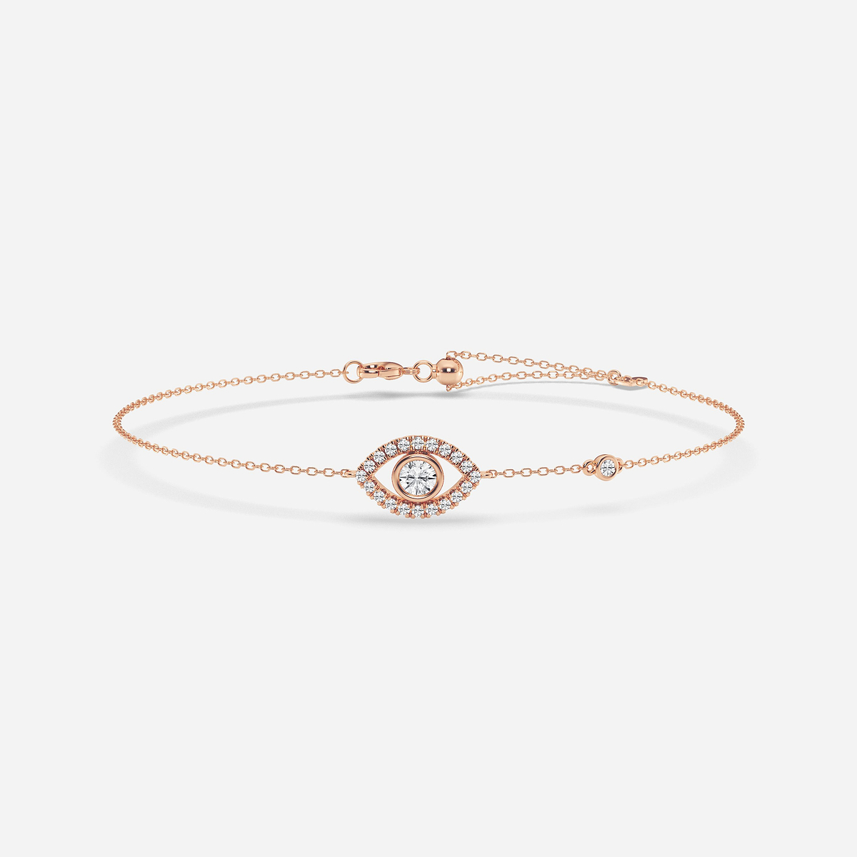 1/2 ctw Round Lab Grown Diamond Evil Eye Anklet