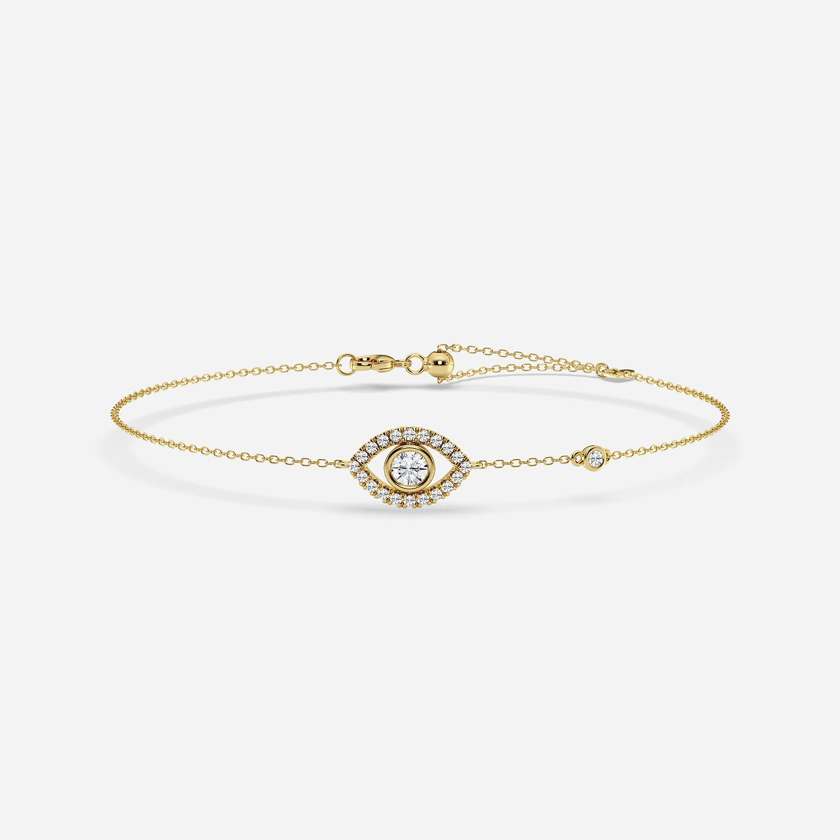 1/2 ctw Round Lab Grown Diamond Evil Eye Anklet