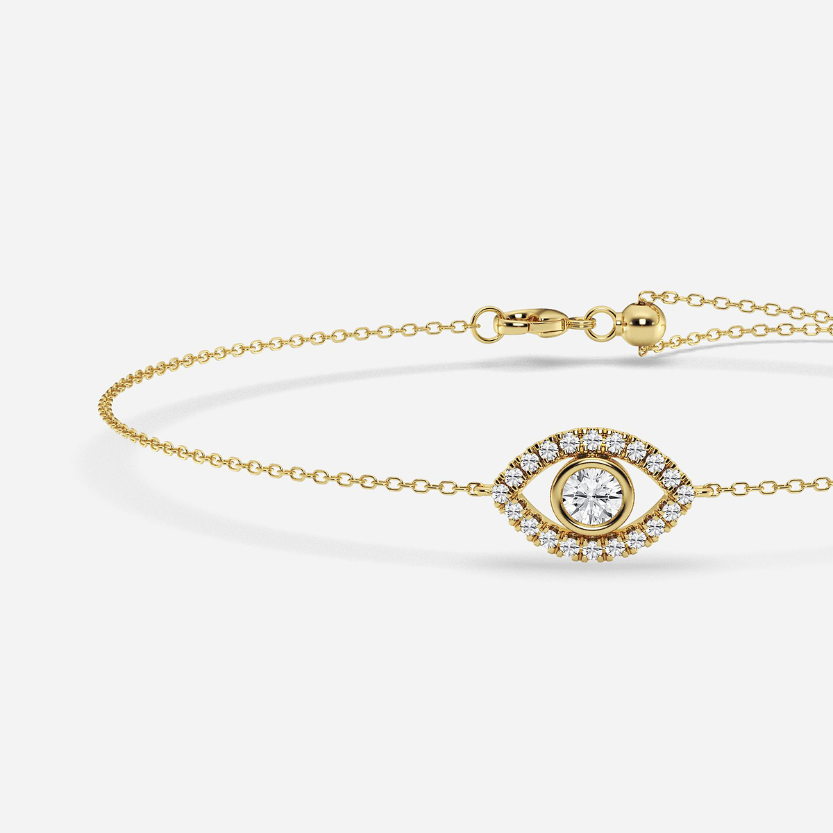 Additional Image 1 for  1/2 ctw Round Lab Grown Diamond Evil Eye Anklet