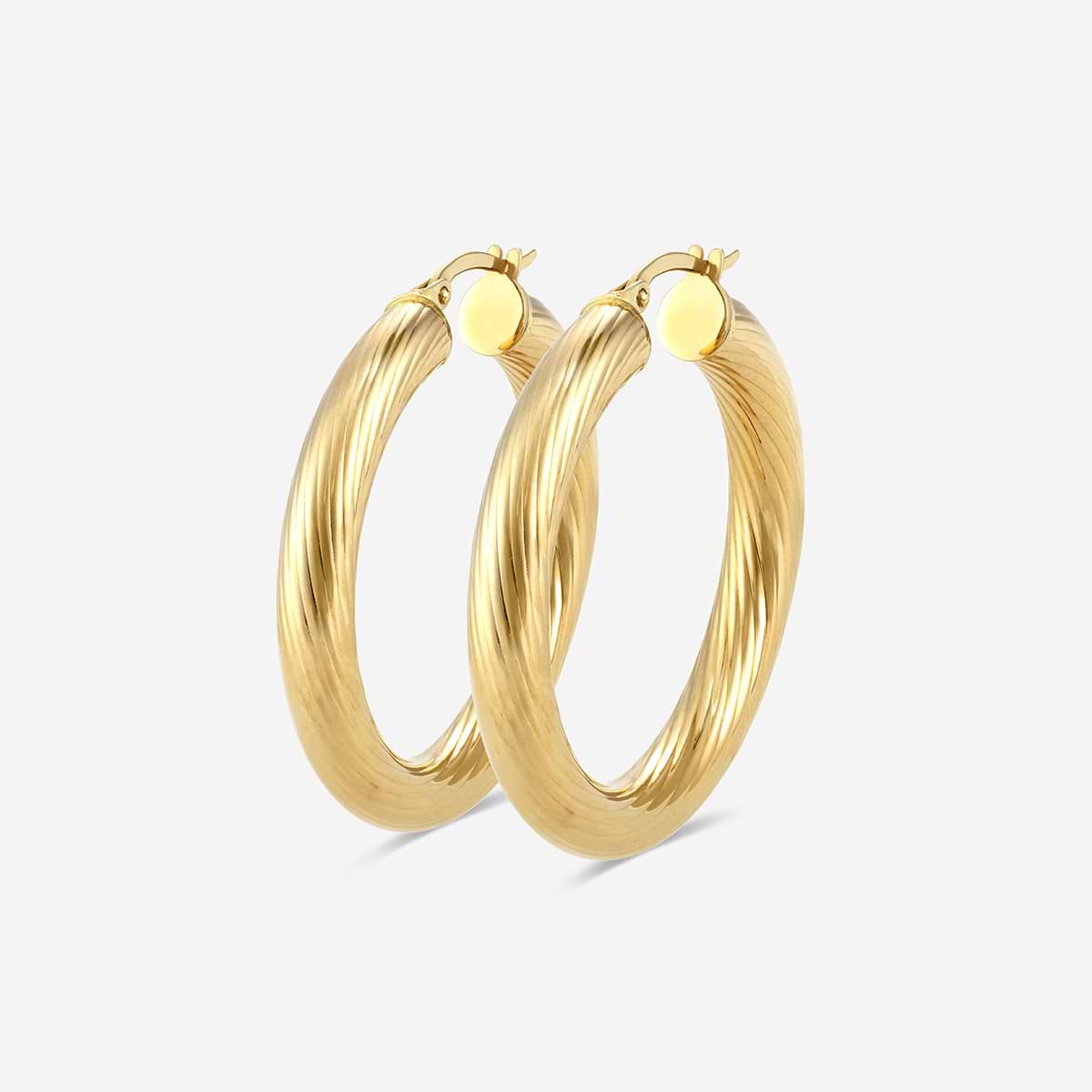Additional Image 1 for  Texture Round Hoop Earrings - 25mm Diameter