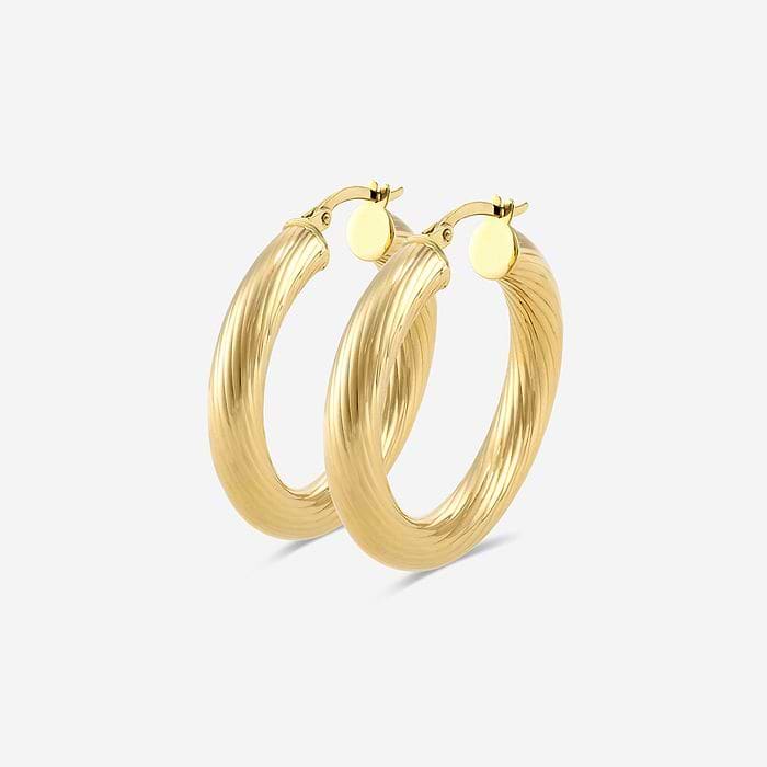 Texture Round Hoop Earrings - 20mm