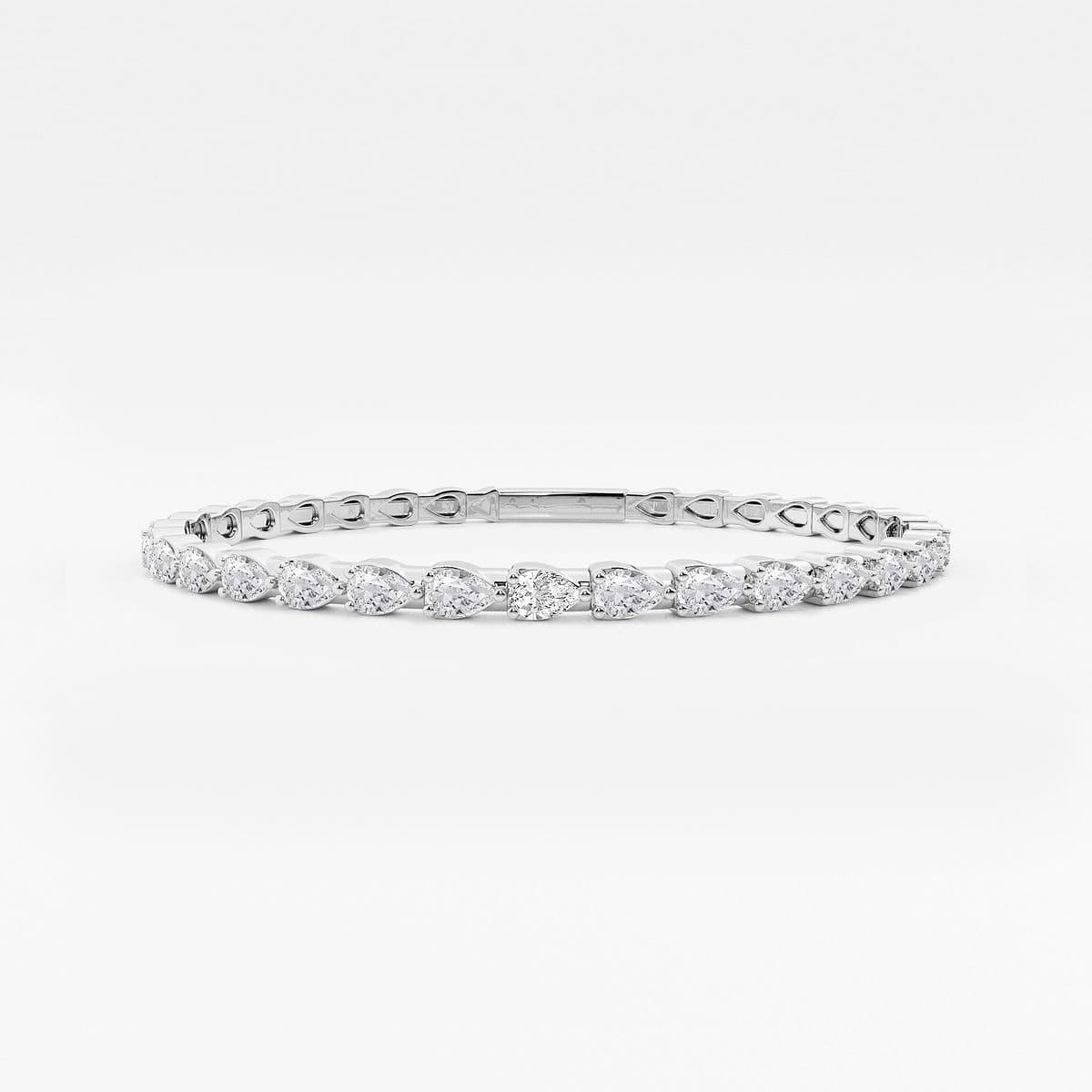 3 1/2 ctw Pear Lab Grown Diamond Flex Bangle Bracelet - 7 Inches Platinum, FG, VS2+