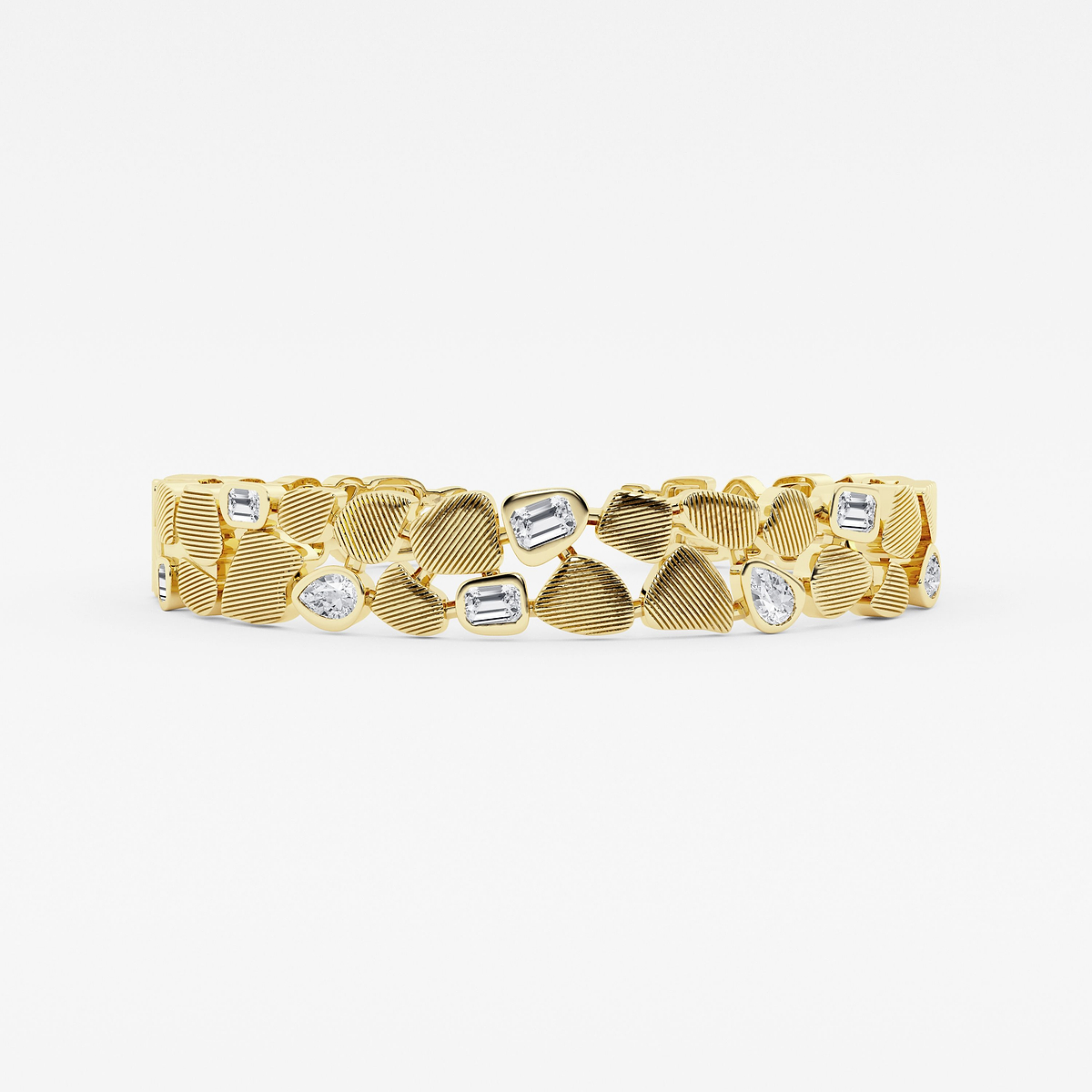 2 7/8 ctw Multi-Shape Lab Grown Diamond Pebbles Hinged Bangle Bracelet - 7 Inches