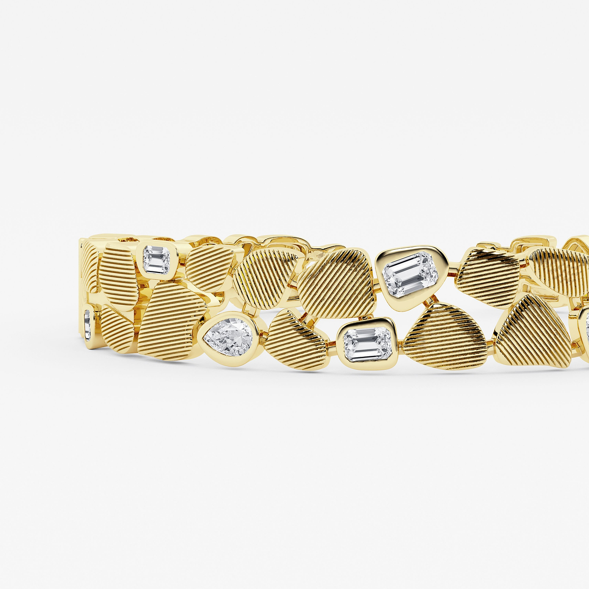 Additional Image 1 for  2 7/8 ctw Multi-Shape Lab Grown Diamond Pebbles Hinged Bangle Bracelet - 7 Inches