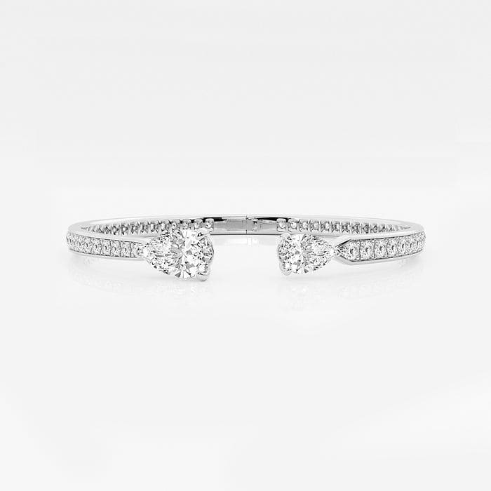 Pear Hinged Open Pave Bangle Bracelet