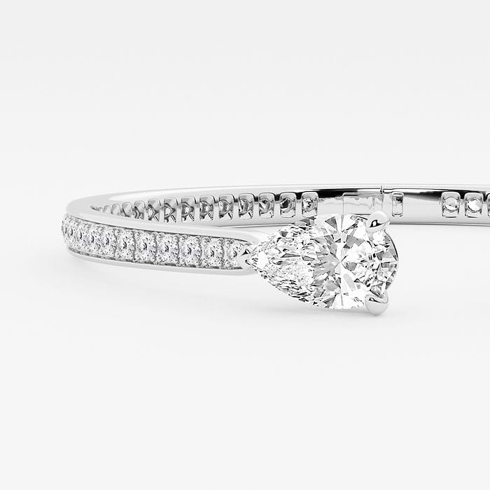 Pear Hinged Open Pave Bangle Bracelet