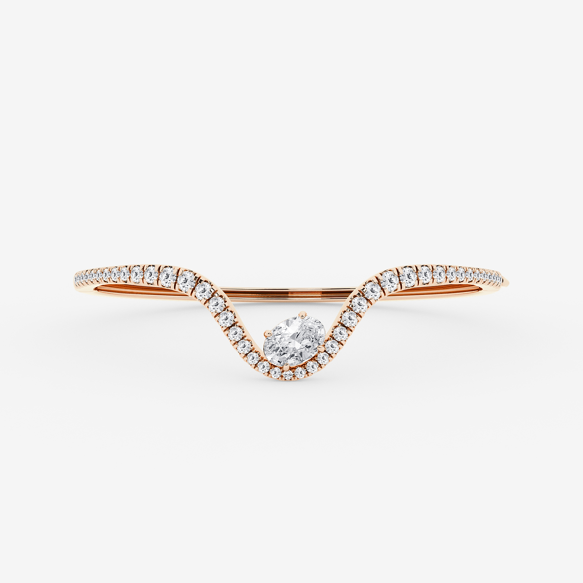 4 ctw Oval Lab Grown Diamond Curve Bangle Bracelet - 7 Inches