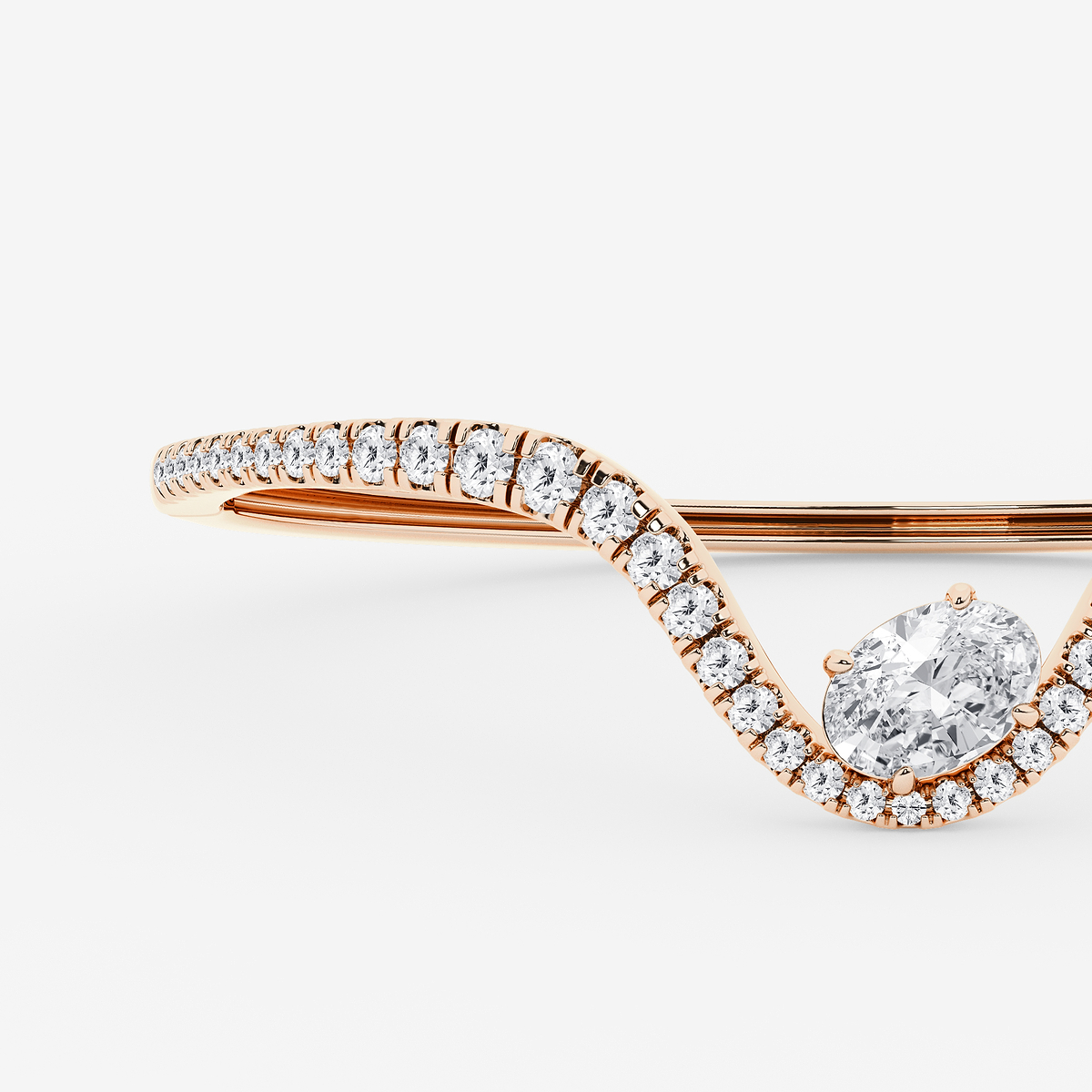 Additional Image 1 for  4 ctw Oval Lab Grown Diamond Curve Bangle Bracelet - 7 Inches
