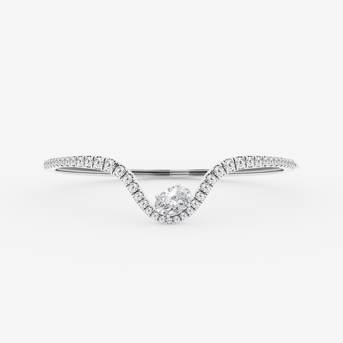4 ctw Oval Lab Grown Diamond Curve Bangle Bracelet - 7 Inches