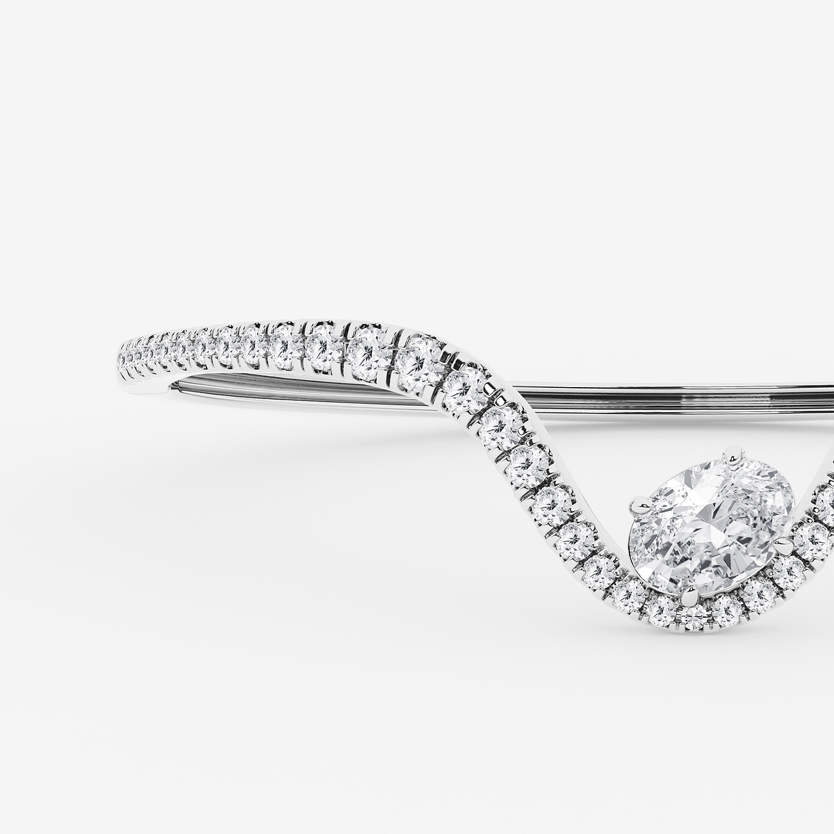 Additional Image 1 for  4 ctw Oval Lab Grown Diamond Curve Bangle Bracelet - 7 Inches