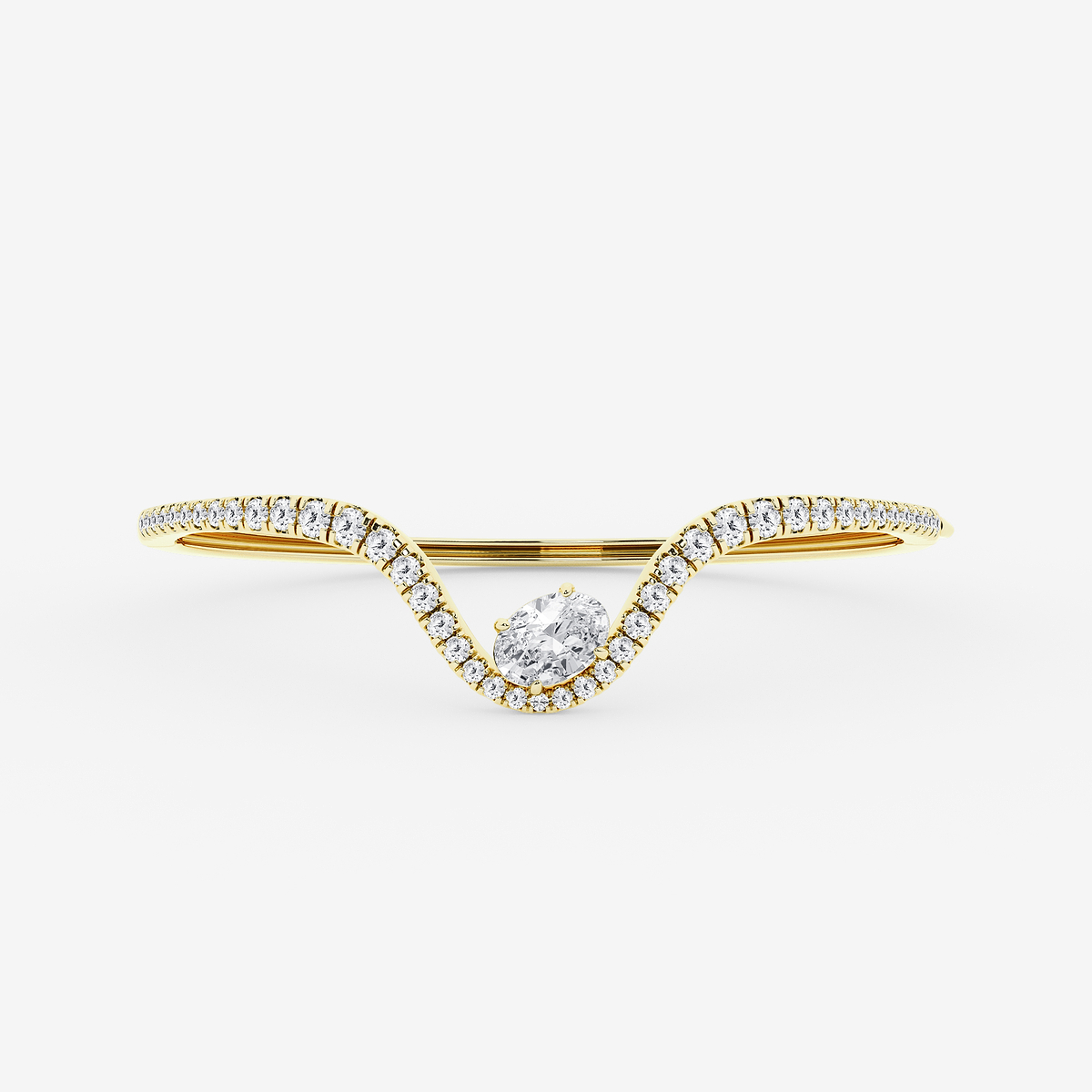 4 ctw Oval Lab Grown Diamond Curve Bangle Bracelet - 7 Inches