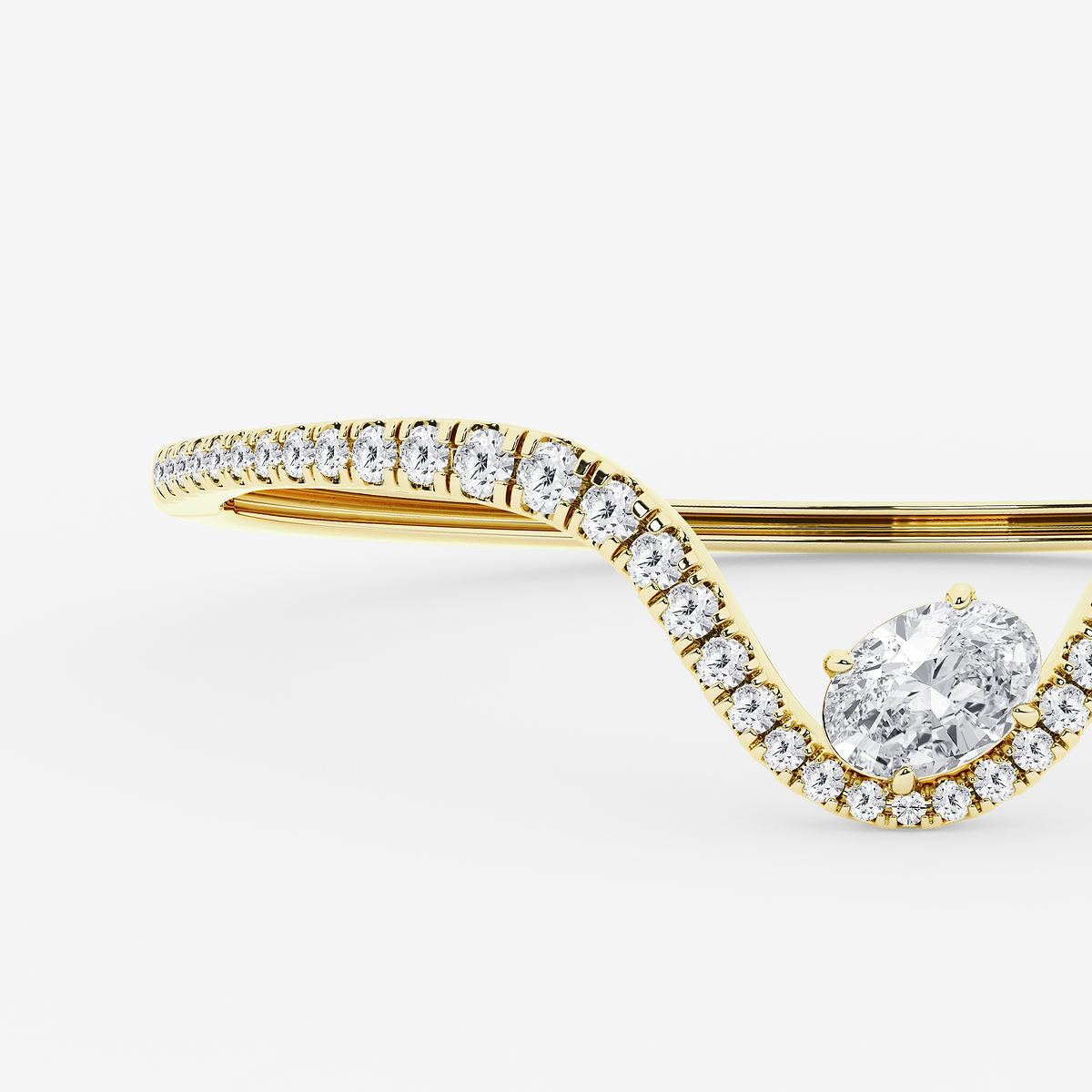 Additional Image 1 for  4 ctw Oval Lab Grown Diamond Curve Bangle Bracelet - 7 Inches