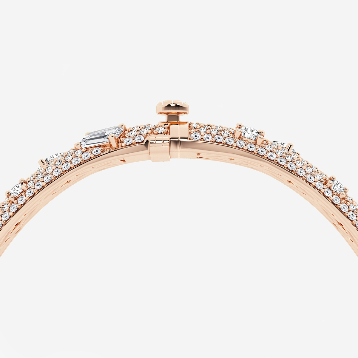 Additional Image 2 for  7 2/3 ctw Multi-Shape Lab Grown Diamond Scatter Bangle Bracelet - 7 Inches
