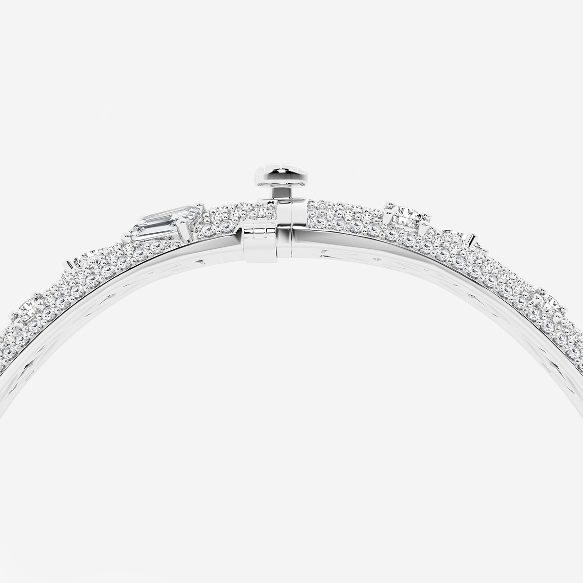 Additional Image 2 for  7 2/3 ctw Multi-Shape Lab Grown Diamond Scatter Bangle Bracelet - 7 Inches