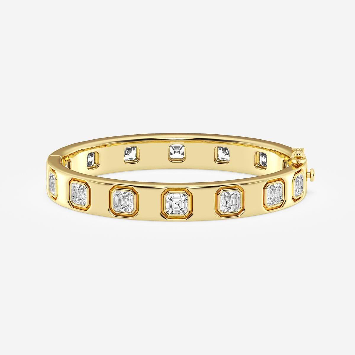 10 3/4 ctw Asscher Lab Grown Diamond  Bangle Bracelet - 6 Inches