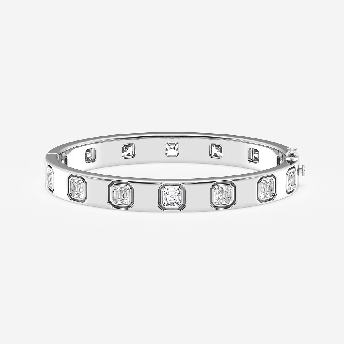 10 3/4 ctw Asscher Lab Grown Diamond  Bangle Bracelet - 7 Inches