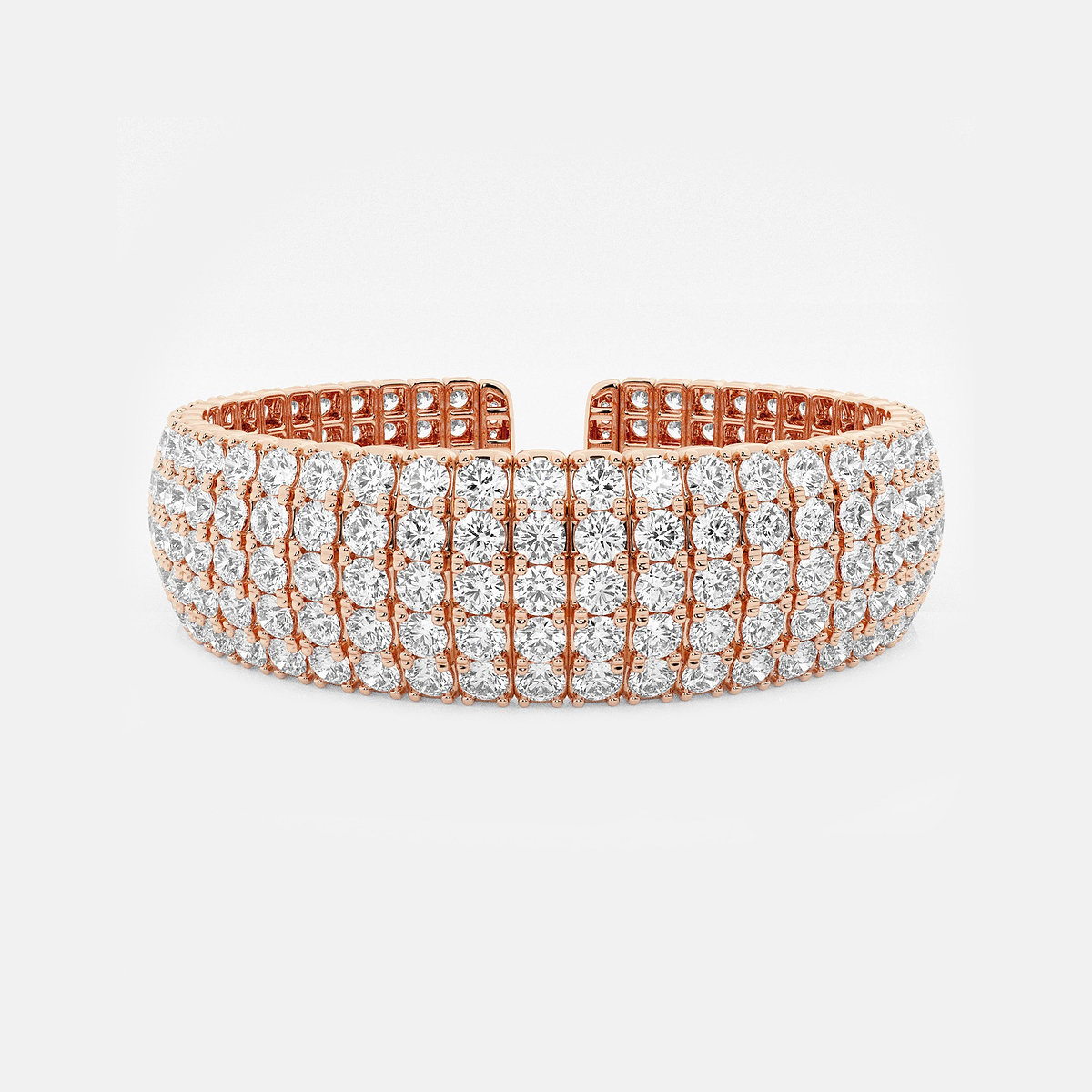 32 1/2 ctw Round Lab Grown Diamond Multi-Row Flex Cuff Bracelet - 7 Inches