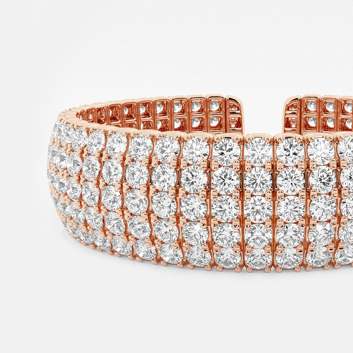 Additional Image 1 for  32 1/2 ctw Round Lab Grown Diamond Multi-Row Flex Cuff Bracelet - 7 Inches