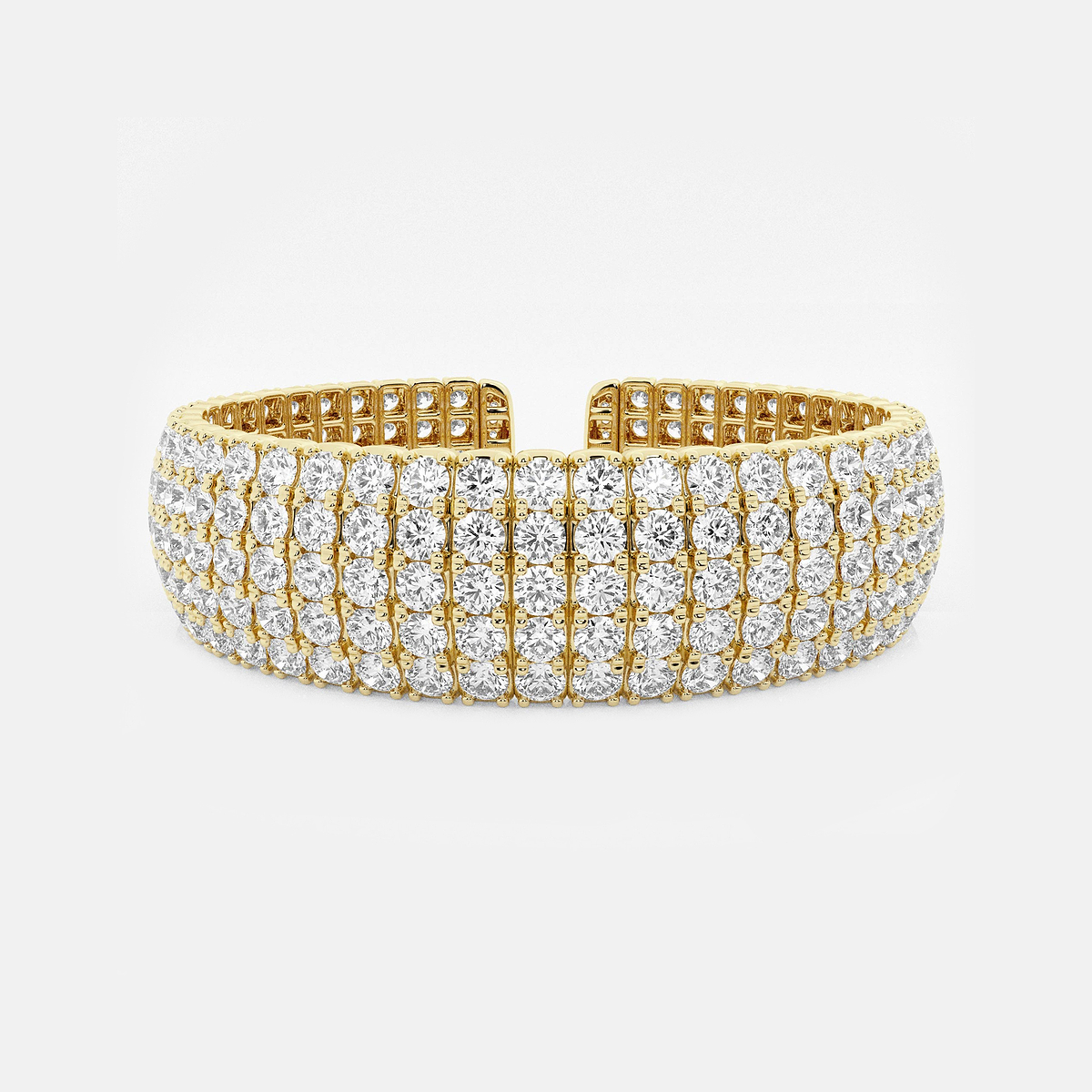32 1/2 ctw Round Lab Grown Diamond Multi-Row Flex Cuff Bracelet - 7 Inches