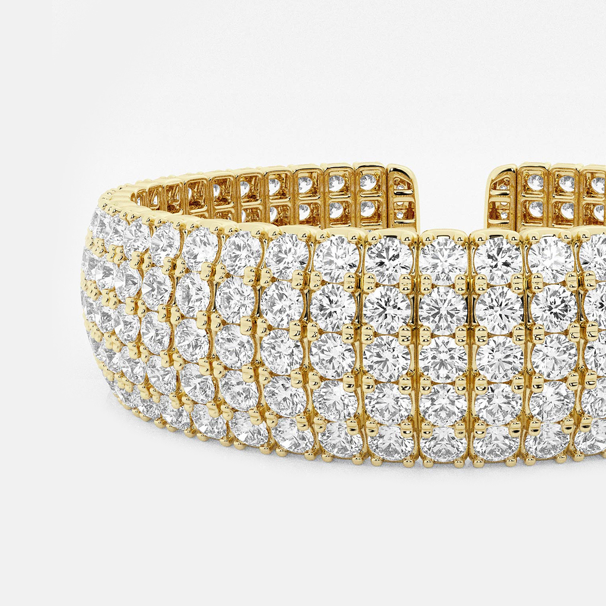Additional Image 1 for  32 1/2 ctw Round Lab Grown Diamond Multi-Row Flex Cuff Bracelet - 7 Inches