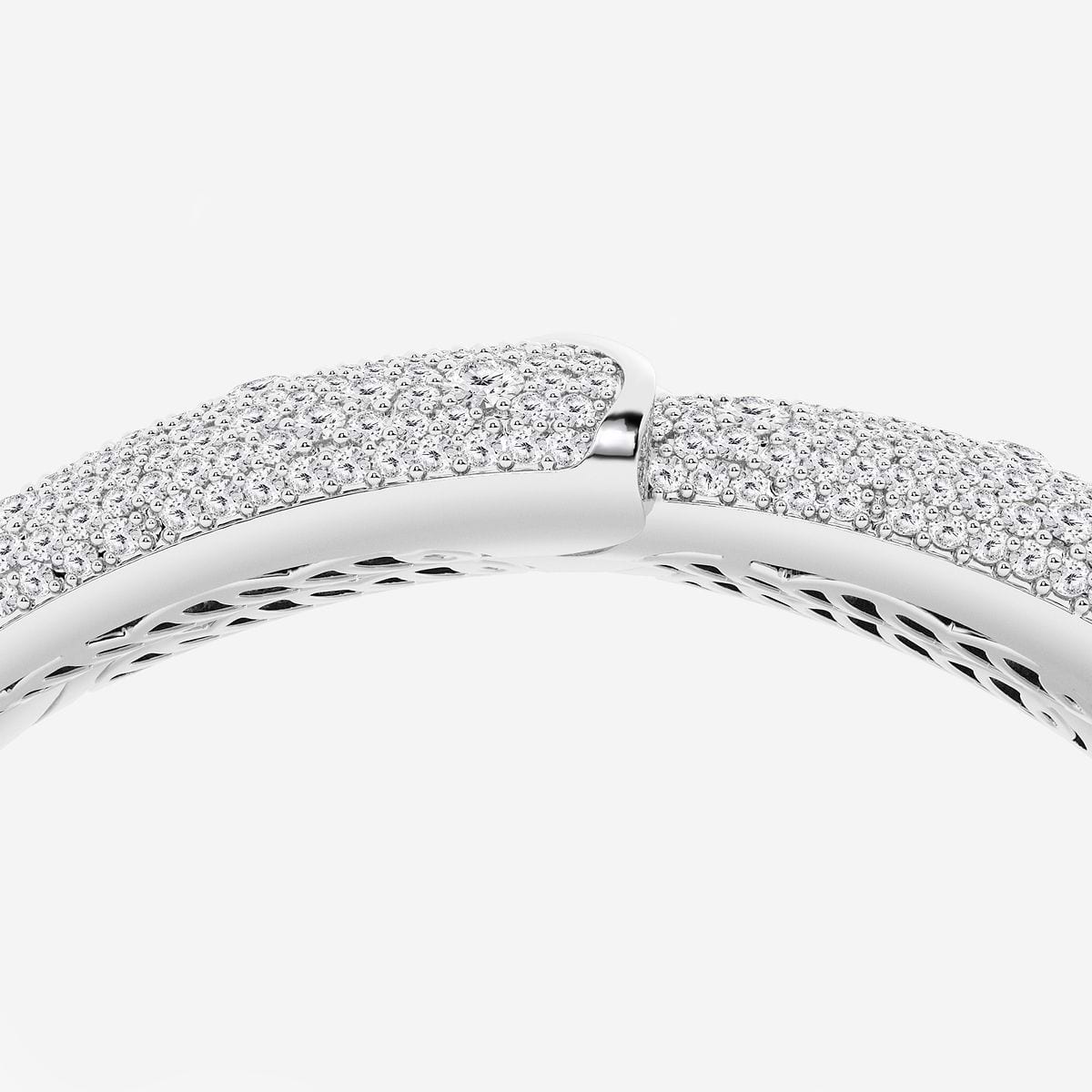 Additional Image 2 for  14 1/6 ctw Round Lab Grown Diamond Pave Stacked Bypass Bangle Bracelet - 7 Inches