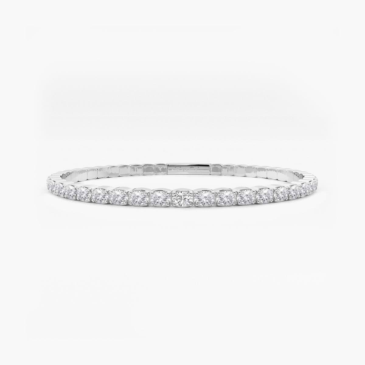3 1/2 ctw Oval Lab Grown Diamond Flex Bangle Bracelet - 7 Inches Platinum, F, VS2