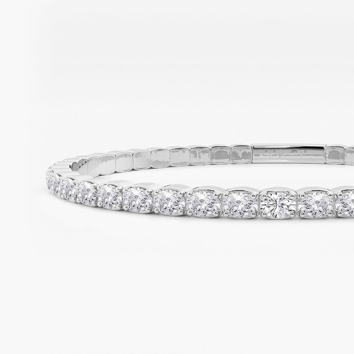 3 1/2 ctw Oval Lab Grown Diamond Flex Bangle Bracelet - 7 Inches Platinum, F, VS2