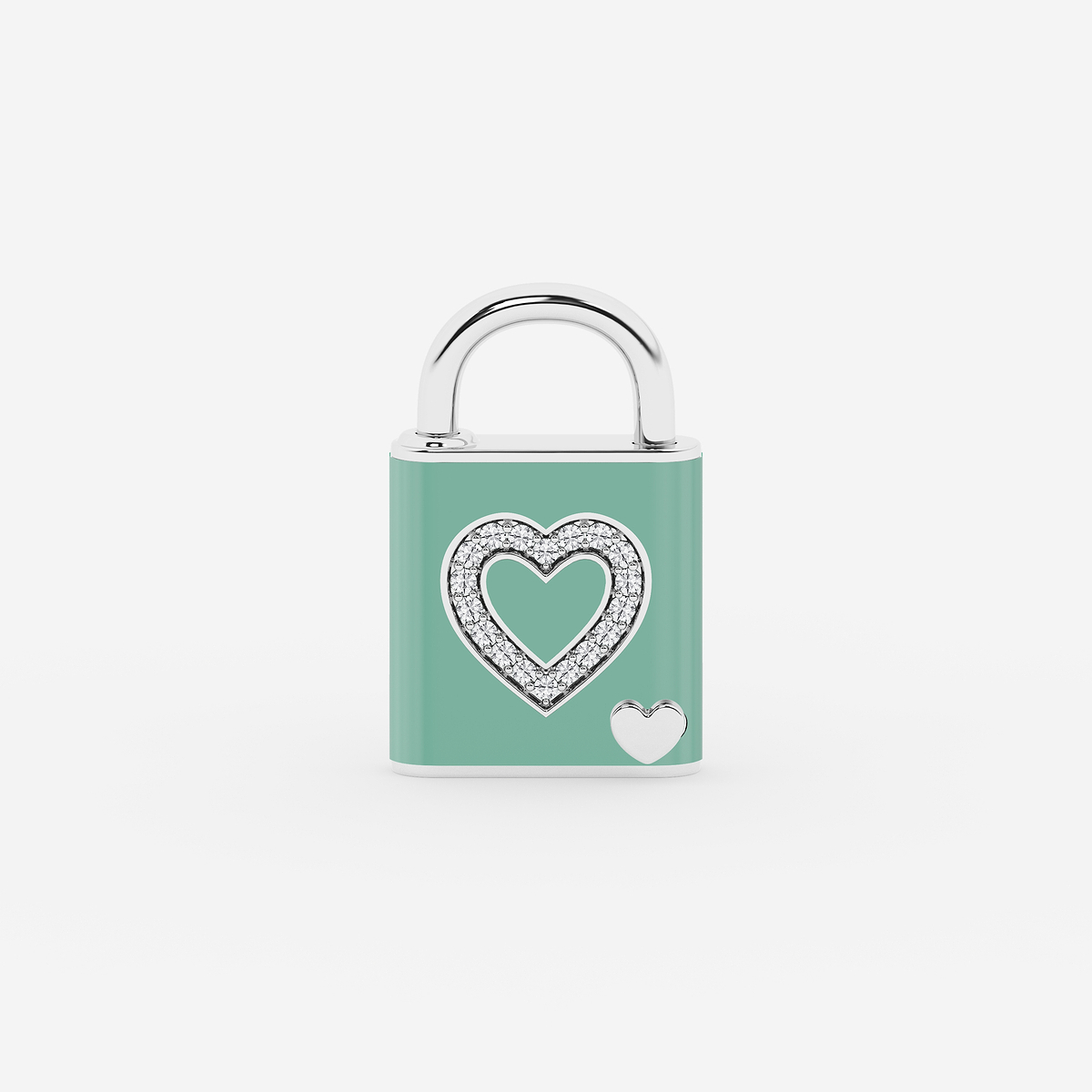 Additional Image 1 for  1/4 ctw Round Lab Grown Diamond Heart Design Lock Bracelet with Forest Ceramic