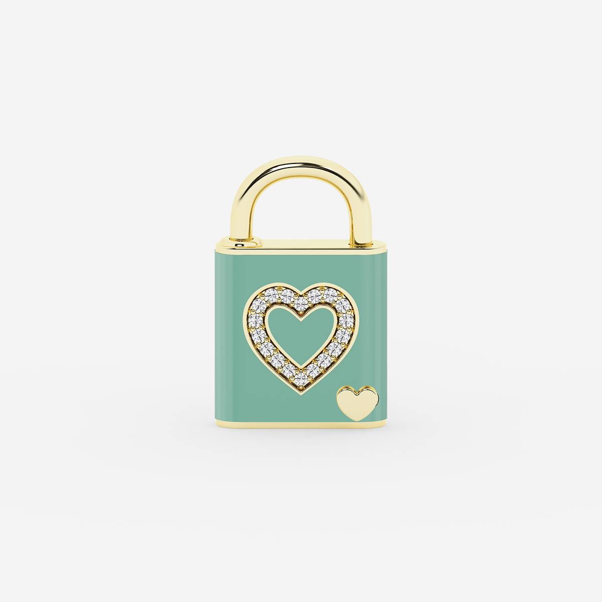 Additional Image 1 for  1/4 ctw Round Lab Grown Diamond Heart Design Lock Bracelet with Forest Ceramic