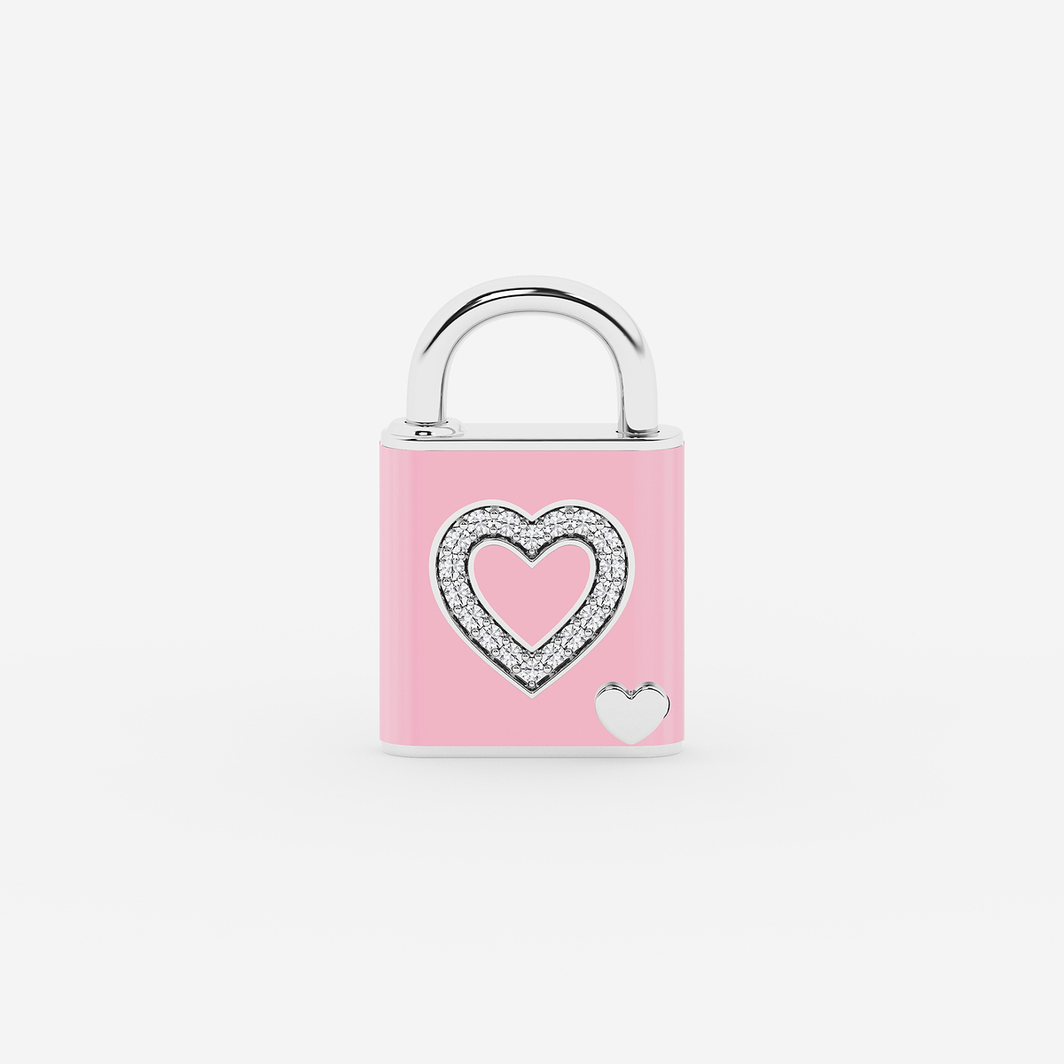 Additional Image 1 for  1/4 ctw Round Lab Grown Diamond Heart Design Lock Bracelet with Blush Ceramic