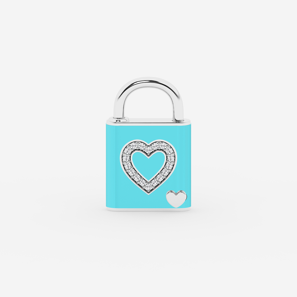 Additional Image 1 for  1/4 ctw Round Lab Grown Diamond Heart Design Lock Bracelet with Sky Ceramic