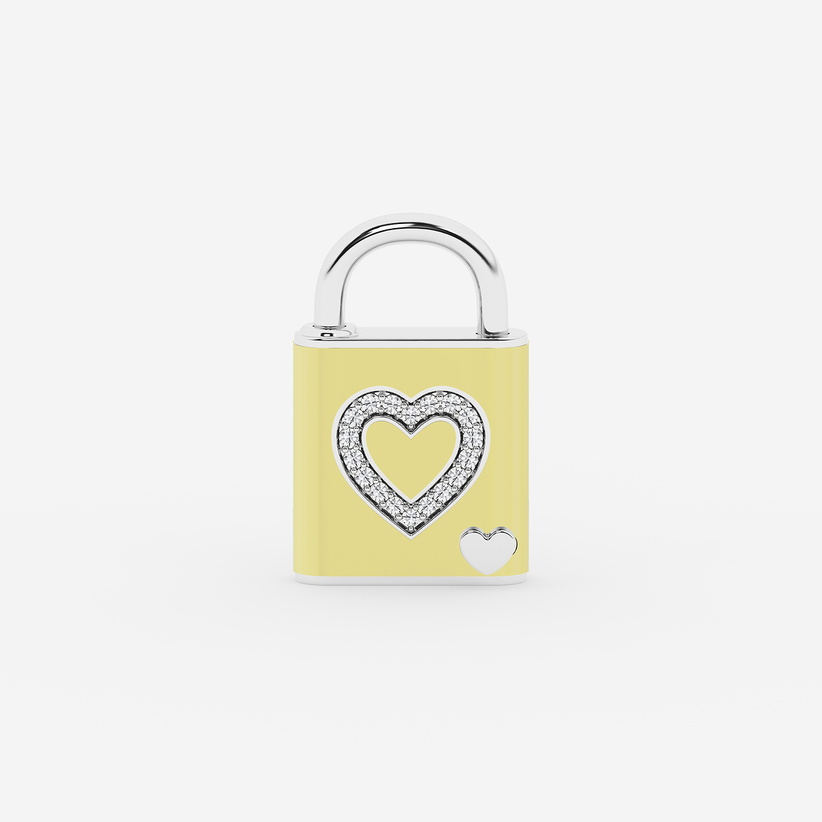 Additional Image 1 for  1/4 ctw Round Lab Grown Diamond Heart Design Lock Bracelet with Butter Ceramic