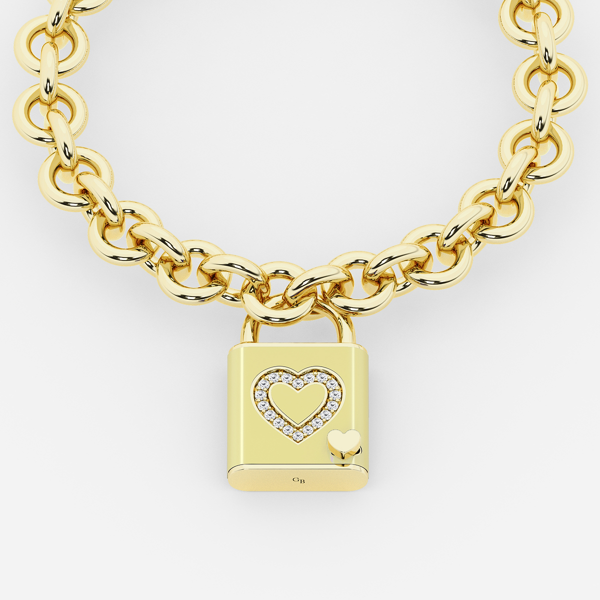 1/4 ctw Round Lab Grown Diamond Heart Design Lock Bracelet with Butter Ceramic