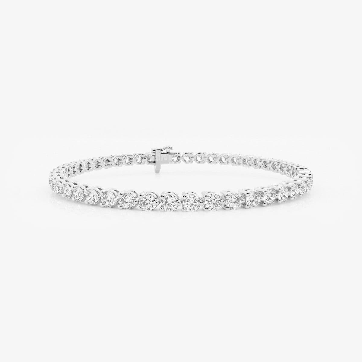 4 ctw Round Lab Grown Diamond Three-Prong Tennis Bracelet - 6 Inches 14K White Gold, DE, VS1