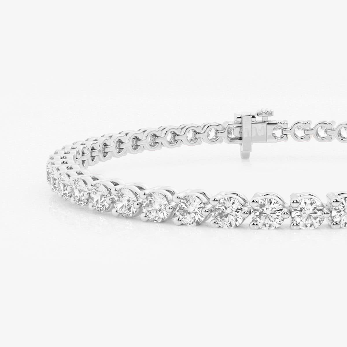 4 ctw Round Lab Grown Diamond Three-Prong Tennis Bracelet - 6 Inches 14K White Gold, DE, VS1