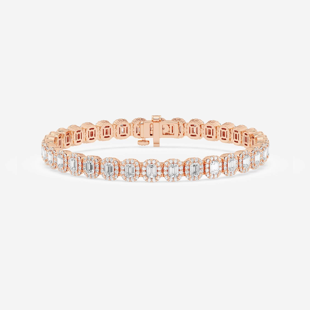 7 1/5 ctw Emerald Lab Grown Diamond Halo Bracelet - 7 Inches