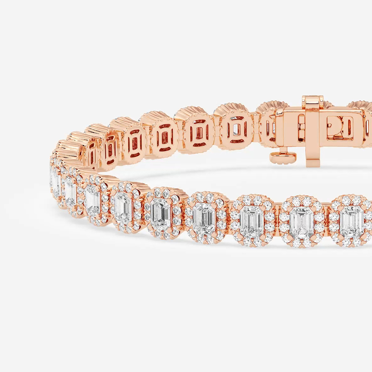 Additional Image 1 for  7 1/5 ctw Emerald Lab Grown Diamond Halo Bracelet - 7 Inches