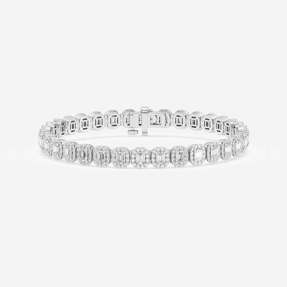 7 1/5 ctw Emerald Lab Grown Diamond Halo Bracelet - 7 Inches