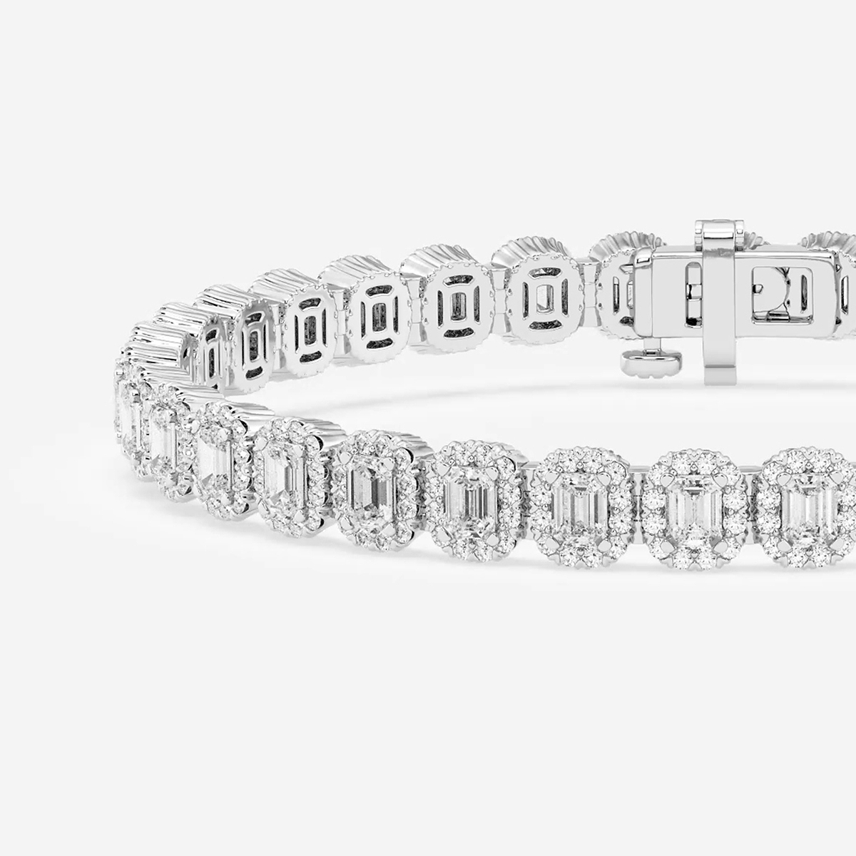 Additional Image 1 for  7 1/5 ctw Emerald Lab Grown Diamond Halo Bracelet - 7 Inches
