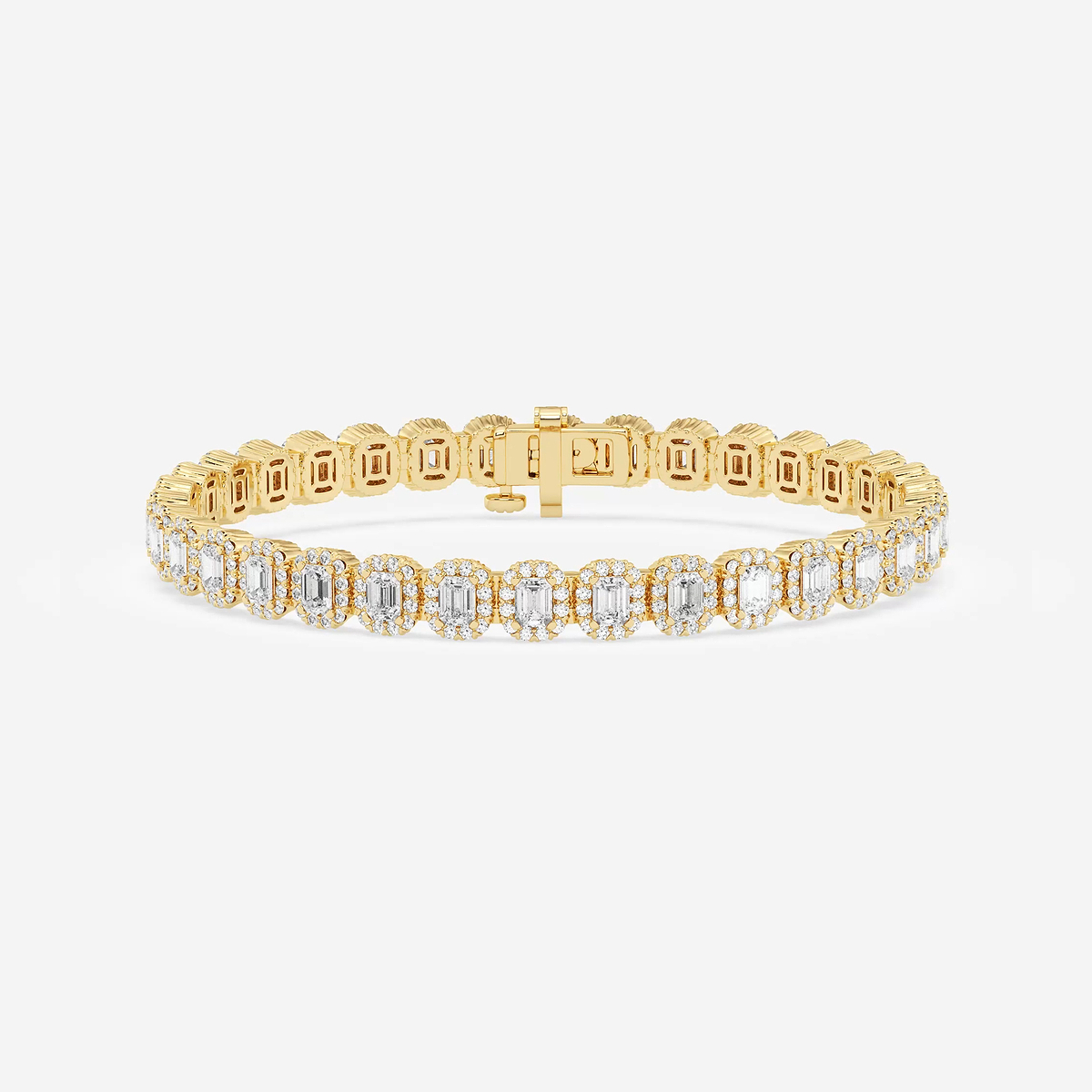 7 1/5 ctw Emerald Lab Grown Diamond Halo Bracelet - 7 Inches