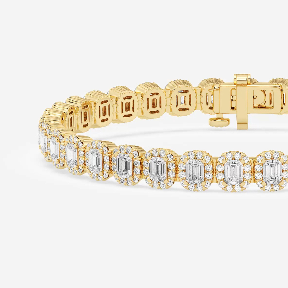 Additional Image 1 for  7 1/5 ctw Emerald Lab Grown Diamond Halo Bracelet - 7 Inches