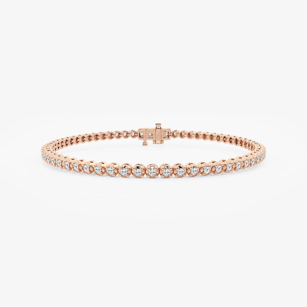 1 ctw Round Lab Grown Diamond Four-Prong Tennis Bracelet - 6.5 Inches 14K Rose Gold, DE, VS1
