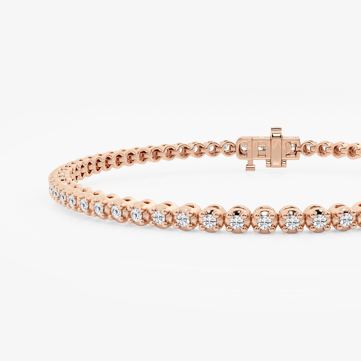 1 ctw Round Lab Grown Diamond Four-Prong Tennis Bracelet - 6.5 Inches 14K Rose Gold, DE, VS1