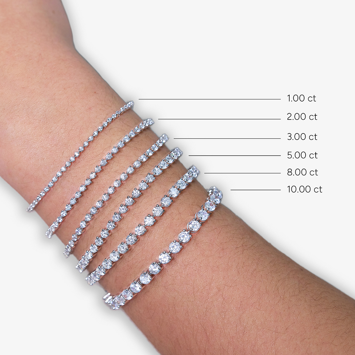 4 ctw Round Lab Grown Diamond Three-Prong Tennis Bracelet - 7 Inches 14K White Gold, DE, VS1