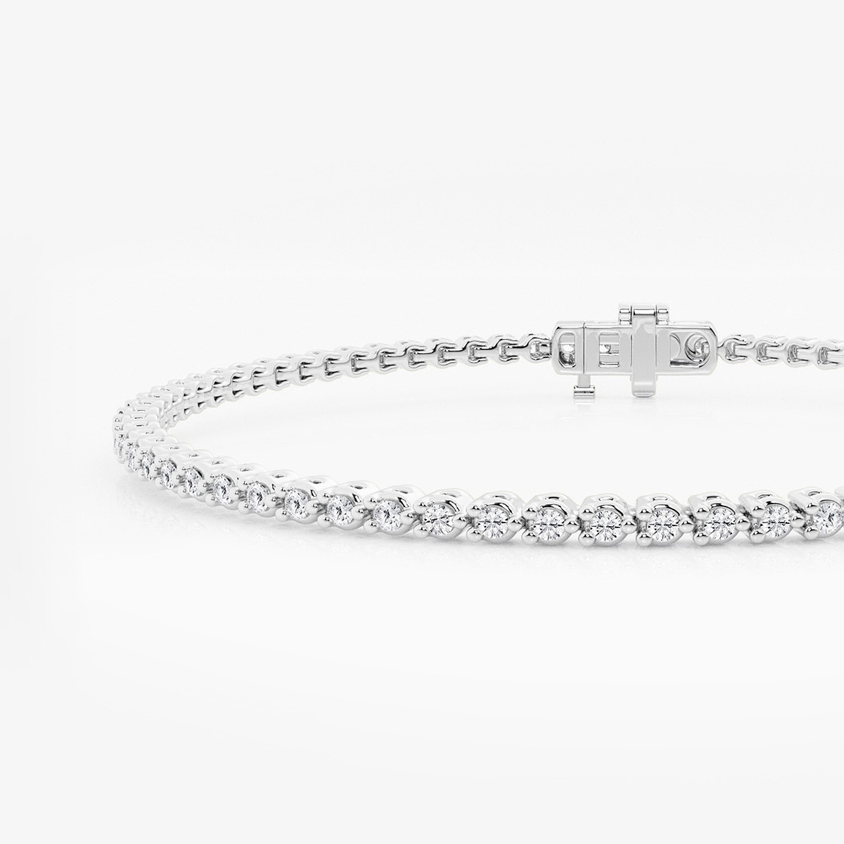 Additional Image 1 for  1 ctw Round Lab Grown Diamond Three-Prong Tennis Bracelet - 7 Inches